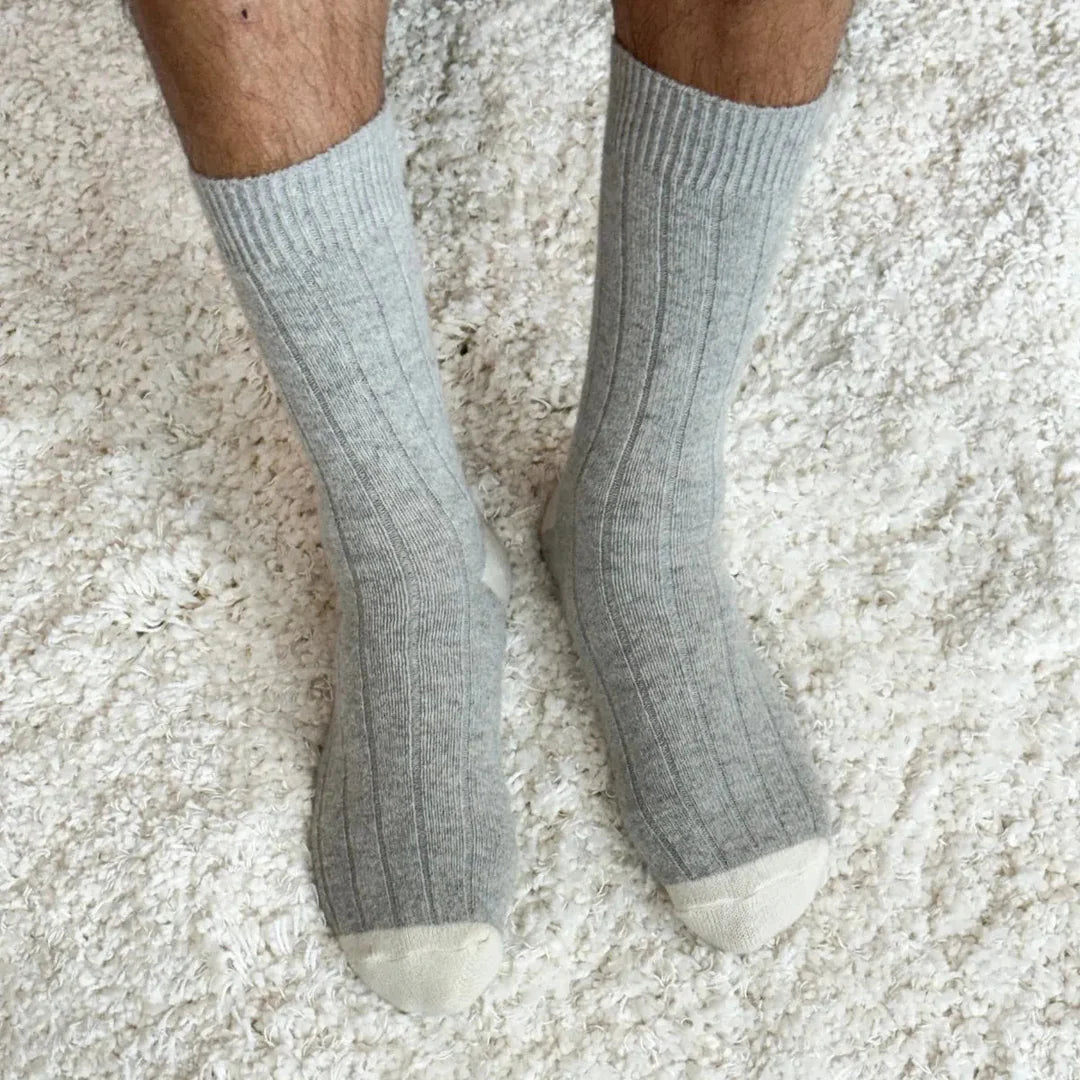 Men’s Cashmere Socks, Grey Melange