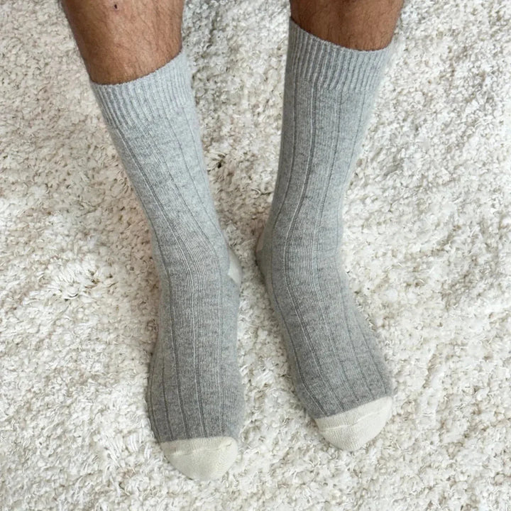Men’s Cashmere Socks, Grey Melange