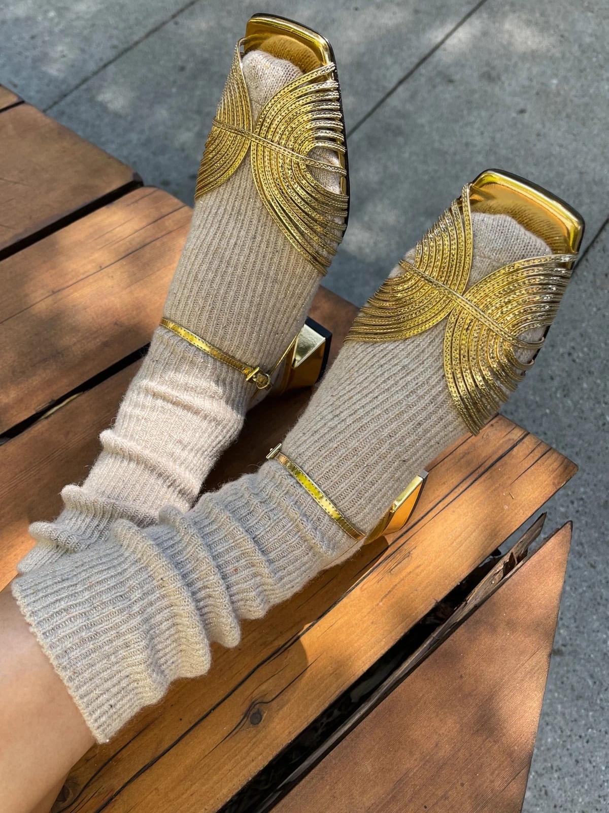 Winter Sparkle Socks, Champagne