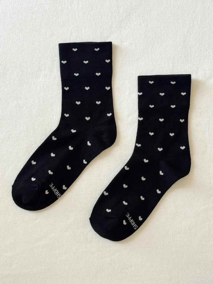 Sneaker Socks, Heart Black/Cream
