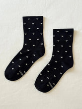 Load image into Gallery viewer, Sneaker Socks, Heart Black/Cream