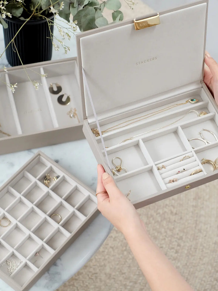 Classic Taupe Raffia Jewellery Box, Set of 3
