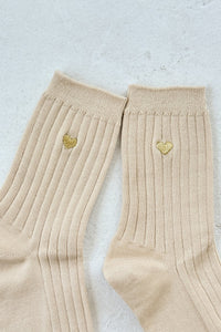 Le Bon Shoppe Her Socks Porcelain + Gold Heart