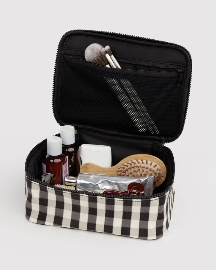 BAGGU Small Cosmetic Bag, Black &amp; Cream Gingham