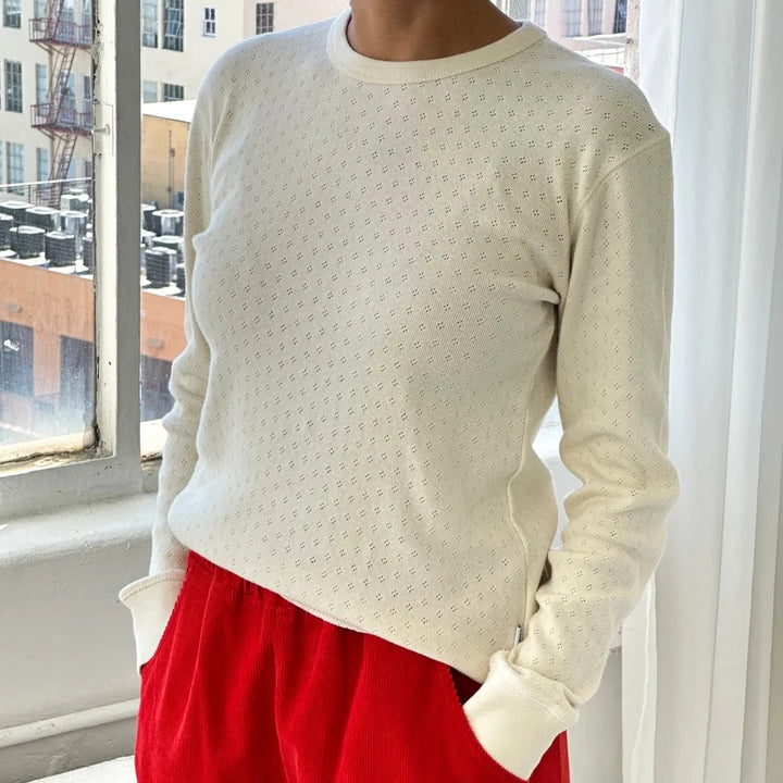 Pointelle Fundamental Tee, Naturel