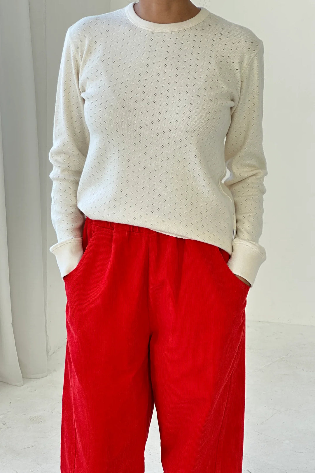 Pointelle Fundamental Tee, Naturel