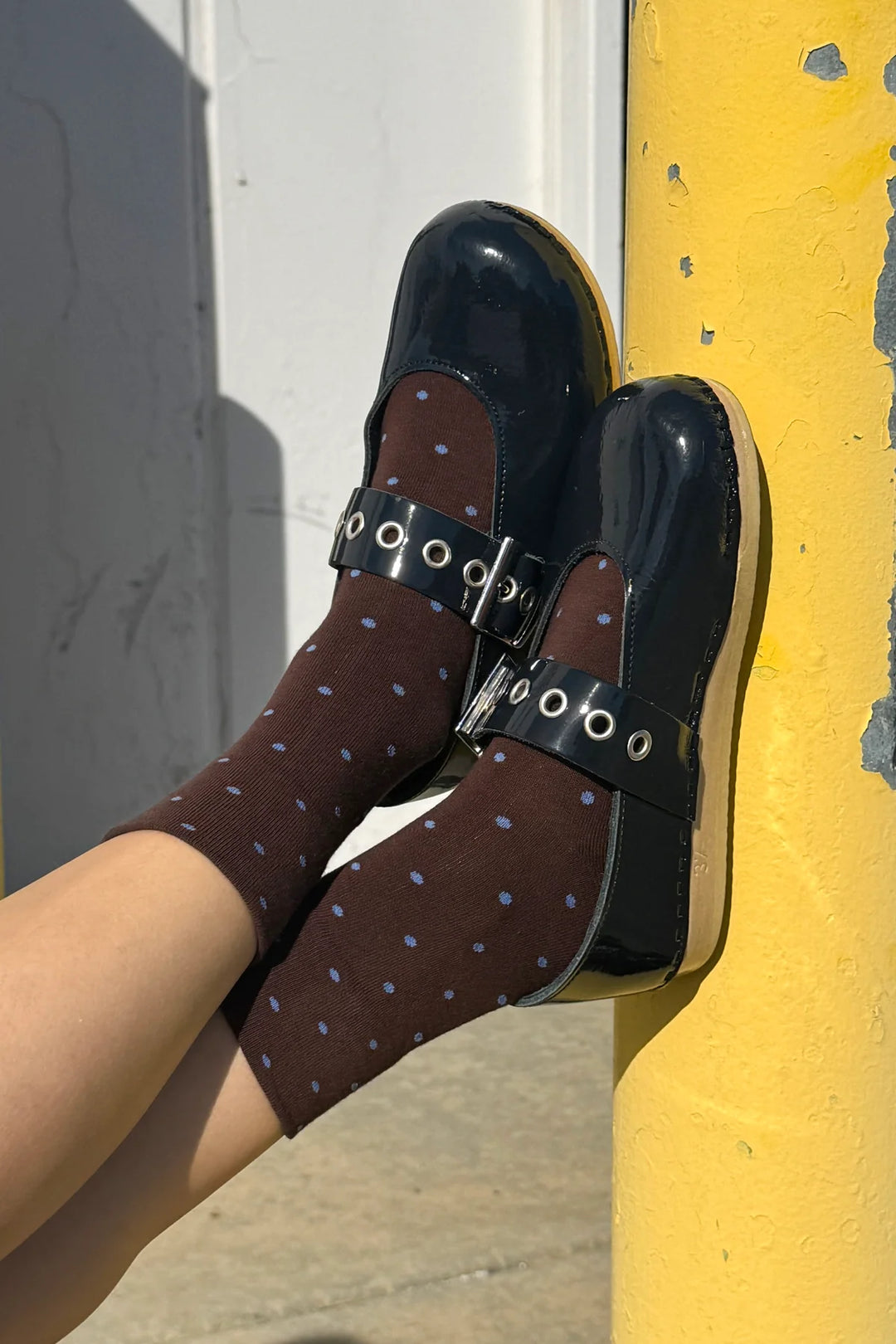 Polka Dot Sneaker Socks, Cacao Blue