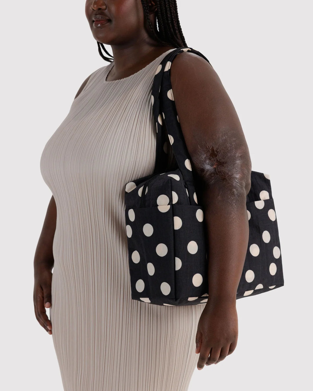 BAGGU Everyday Cloud Bag, Black &amp; Cream Polka Dot