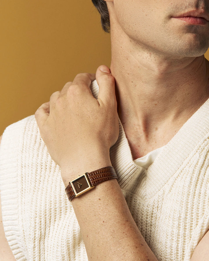 Breda - Virgil Watch, Gold/Brown (Lizard Embossed)