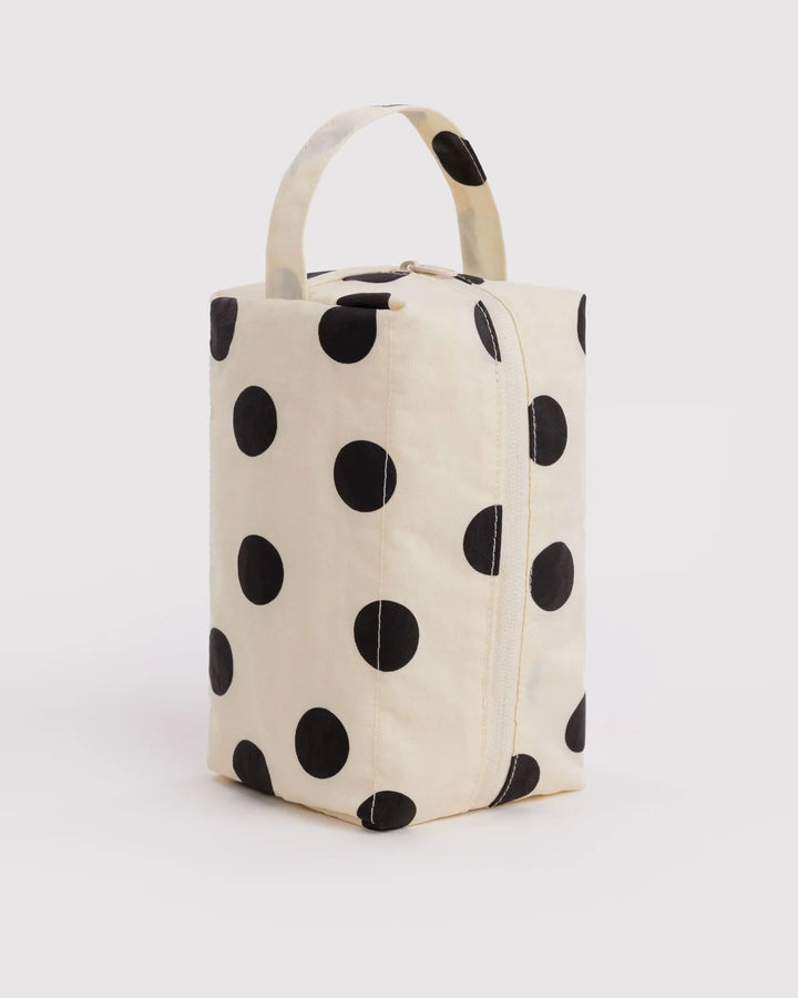 BAGGU Cosmetic Bag, Cream &amp; Black Polka Dots
