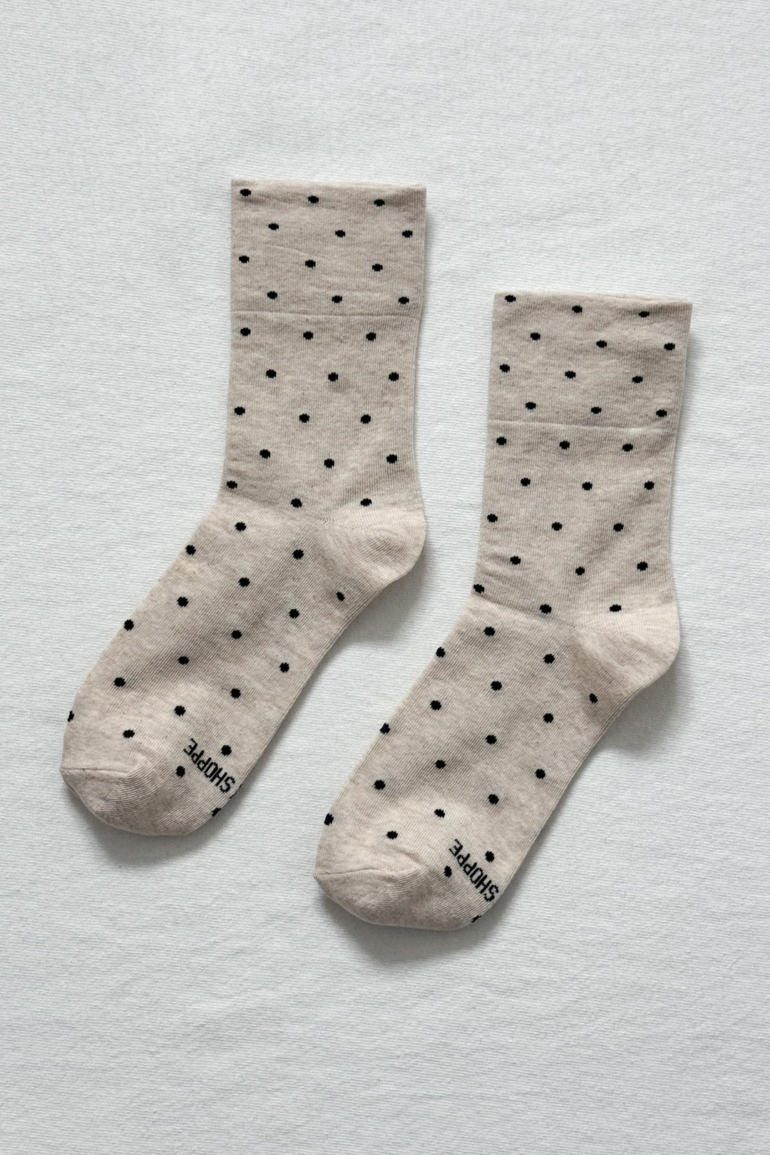Polkadot Sneaker Socks, Oatmeal/Black