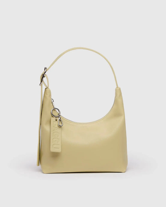 BAGGU Mini Recycled Leather Bag, Straw
