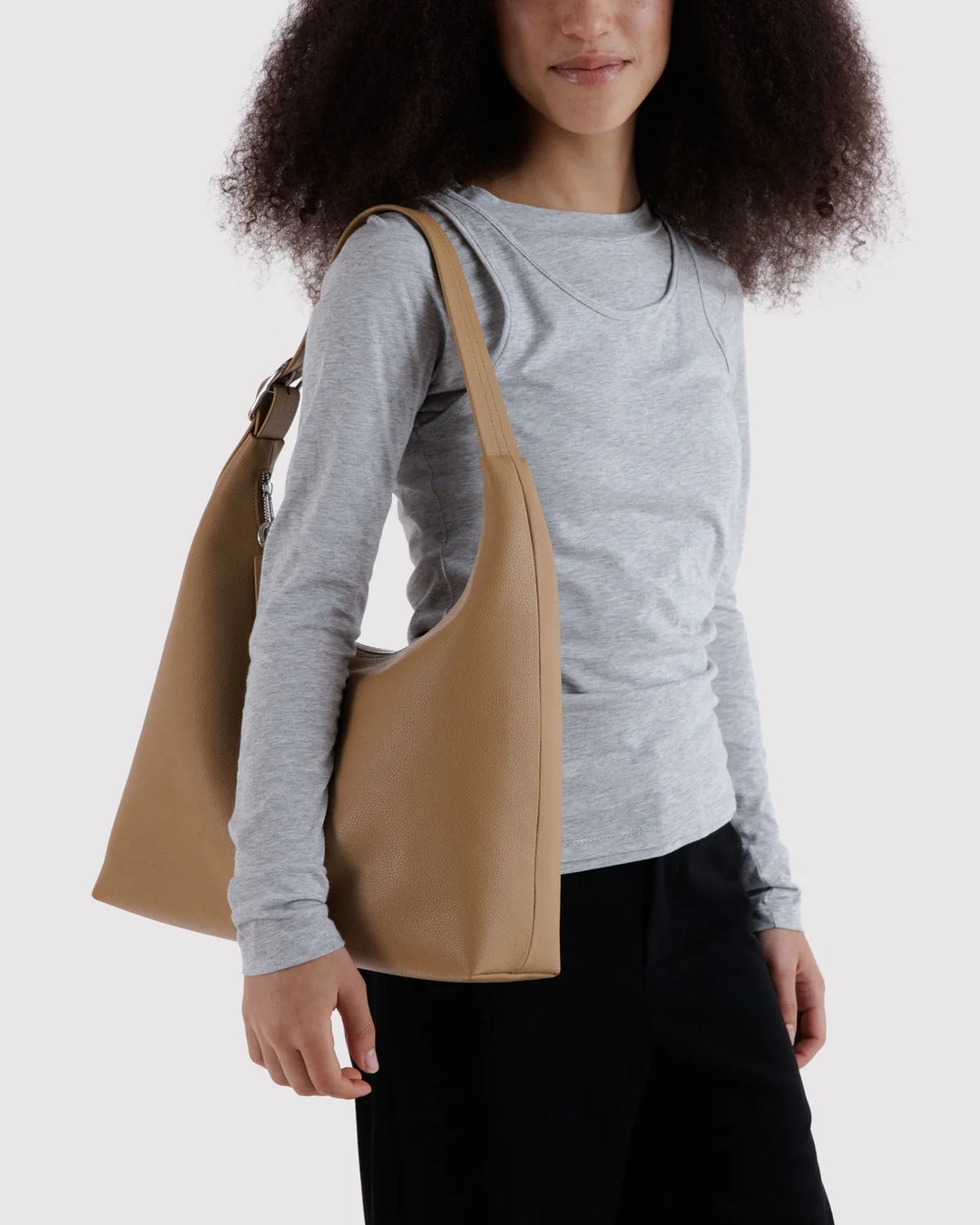 BAGGU Recycled Leather Shoulder Bag, Dune