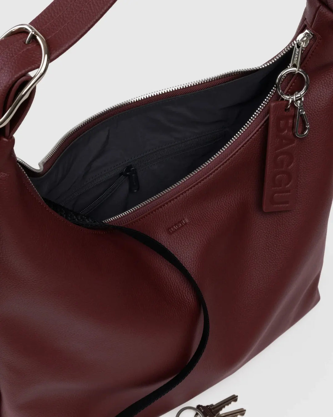 BAGGU Recycled Leather Bag, Mahogany