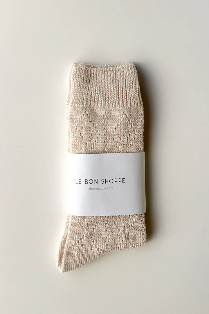 Modal Eyelet Socks, Oyster