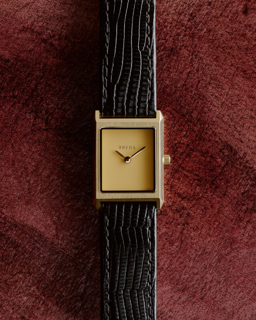 Breda - Virgil Watch, Black/Gold (Lizard Embossed)
