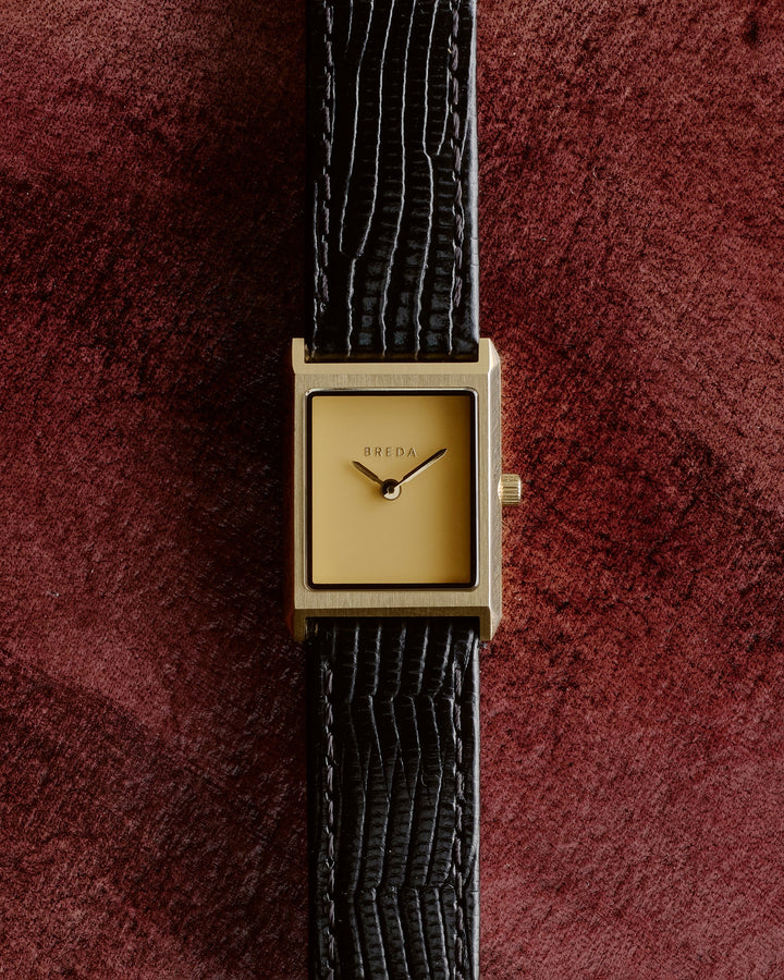 Breda - Virgil Watch, Black/Gold (Lizard Embossed)