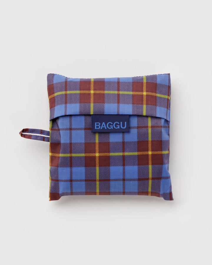 BAGGU Reusable Bag, Blue Tartan
