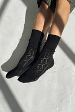 Load image into Gallery viewer, Modal Eyelet Socks, Jet Black