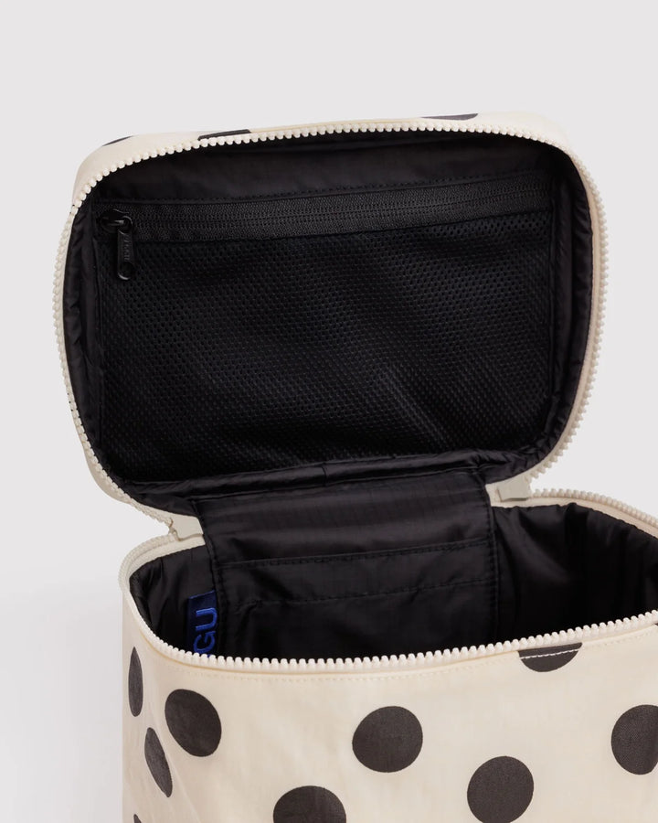 BAGGU Large Cosmetic Case, Cream &amp; Black Polka Dots