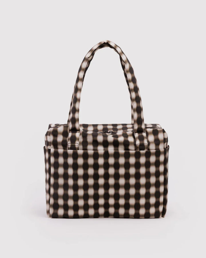 BAGGU Small Cloud Carry On, Blurred Gingham Brown