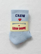 Load image into Gallery viewer, Embroidered Crew Socks, Sky Blue