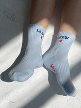 Load image into Gallery viewer, Embroidered Crew Socks, Sky Blue