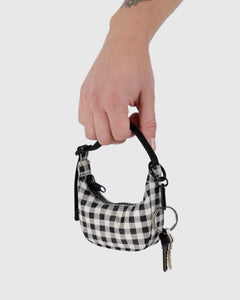 BAGGU Crescent Bag Charm, Black & White Gingham