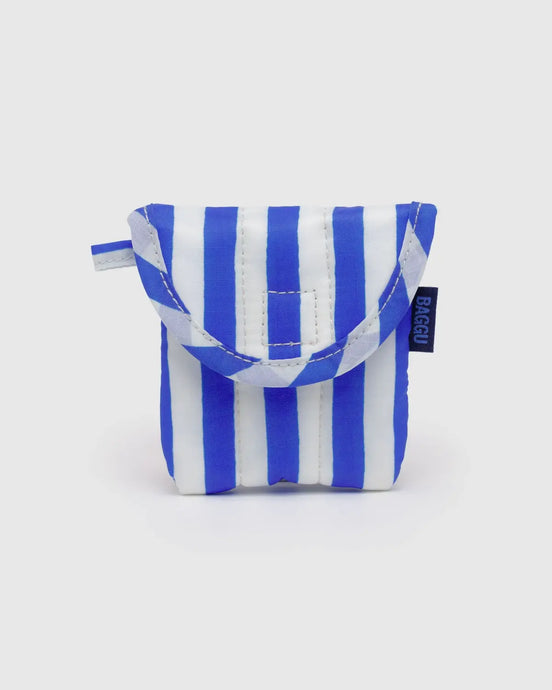 BAGGU Puffy Earbuds Case, Blue Painted Stripe