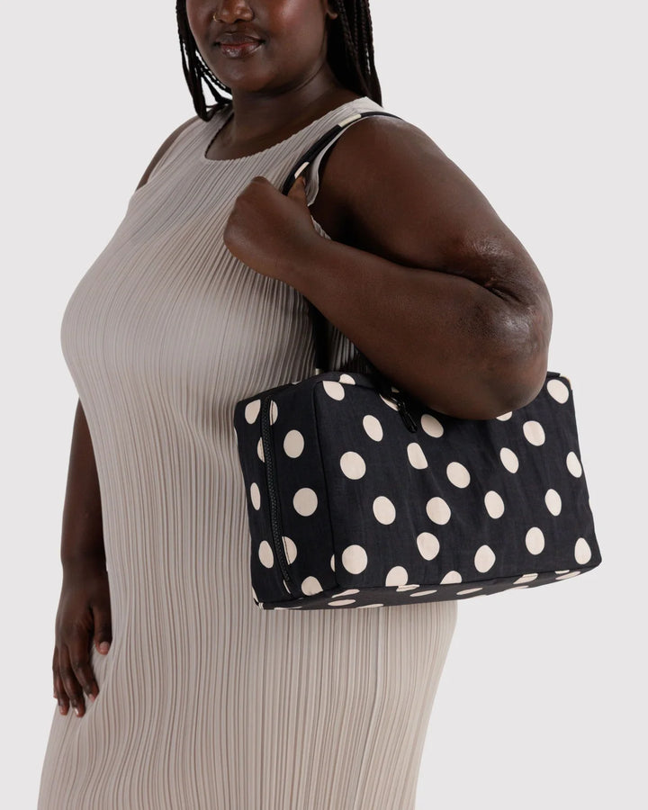 BAGGU Medium Bowler Bag, Black &amp; Cream Polka Dot