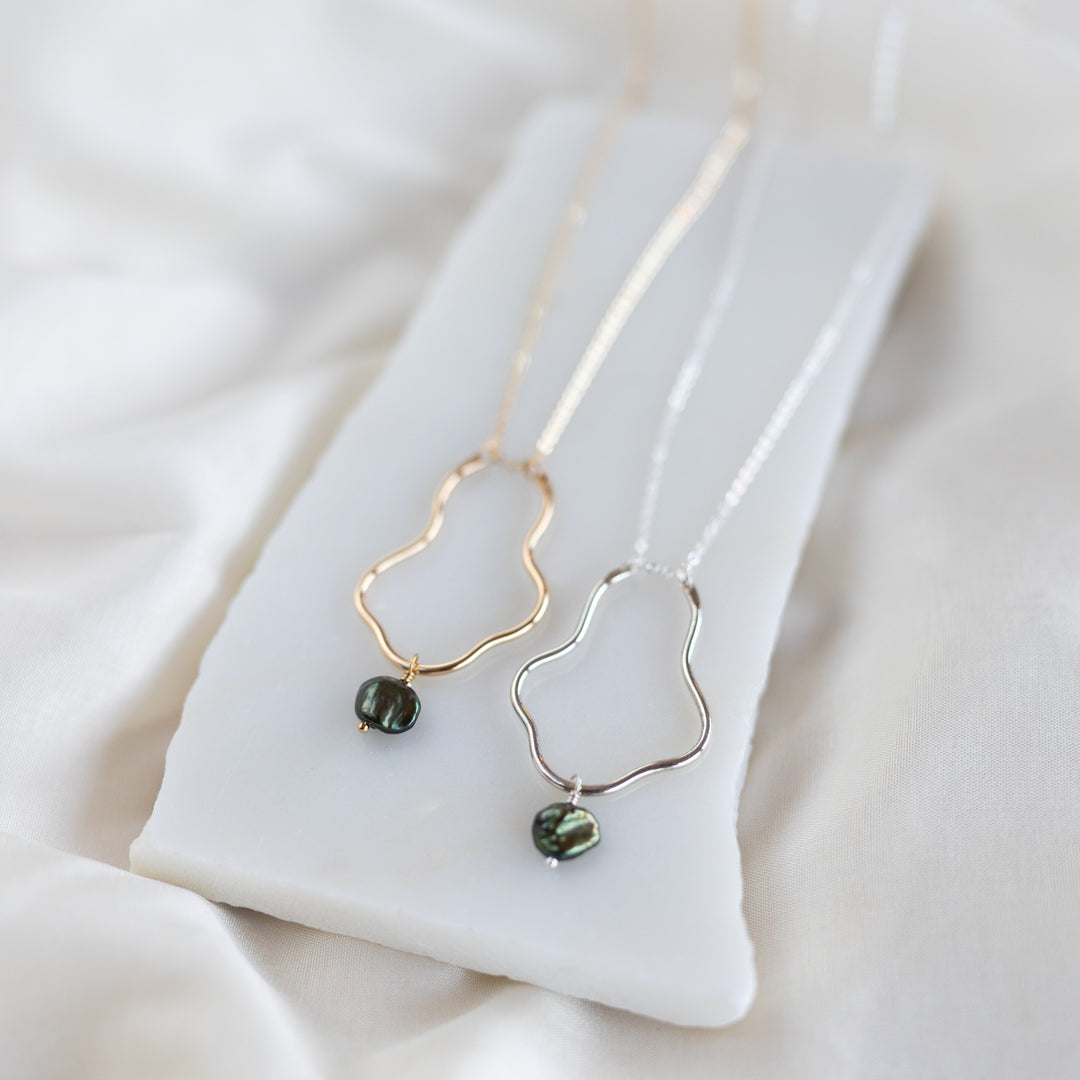 Keeper Necklace, Dark Green Pearl
