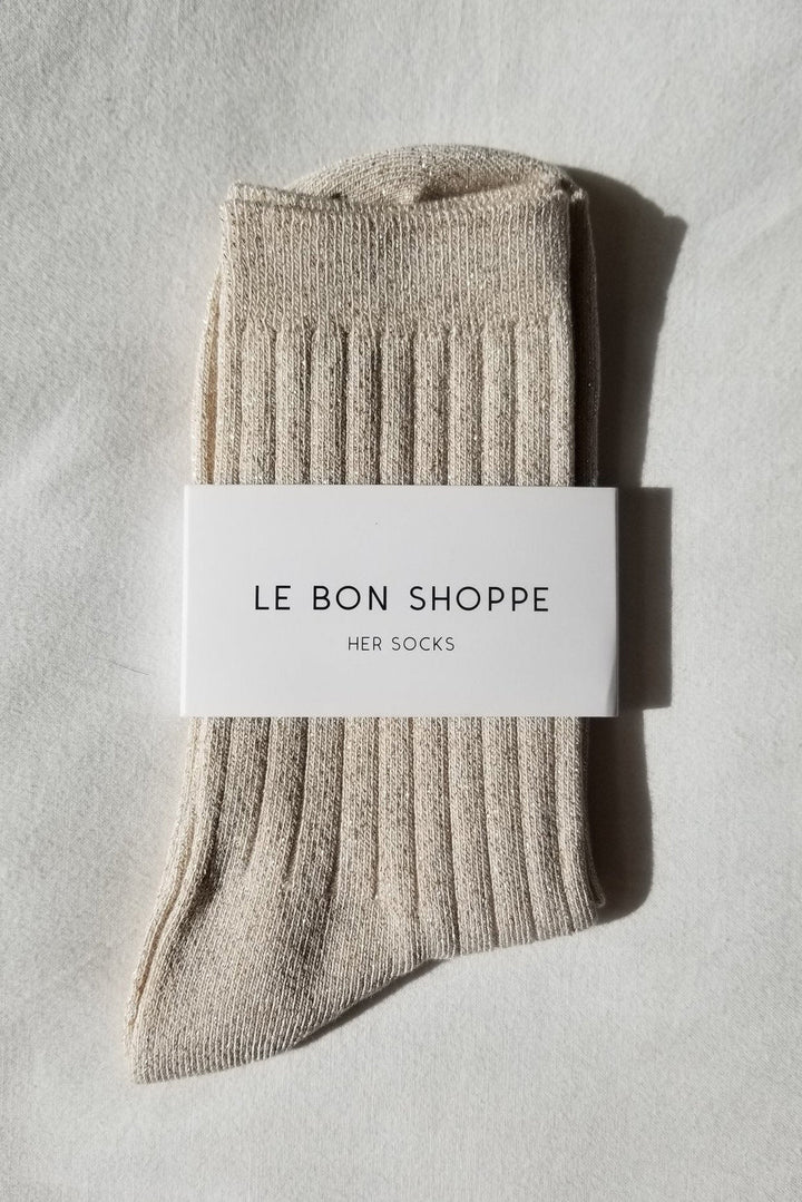 Glitter Socks, Ivory Gold