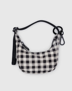 BAGGU Crescent Bag Charm, Black & White Gingham