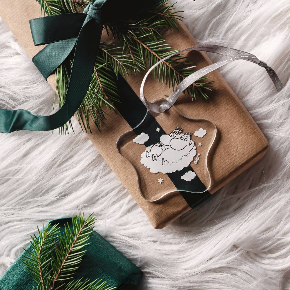 Moomin Glass Ornament, Moomintroll & Snorkmaiden