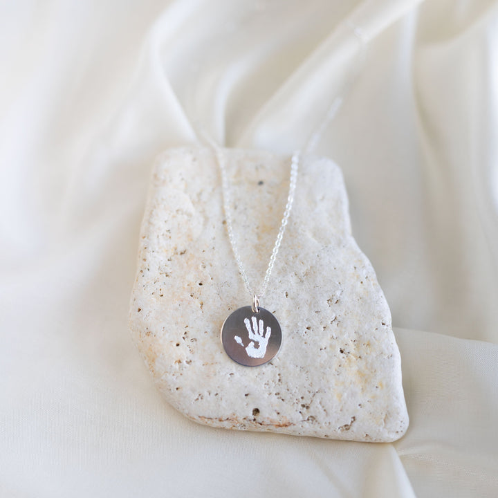 Custom Engraved hálsmen, Fingerprint / Footprint