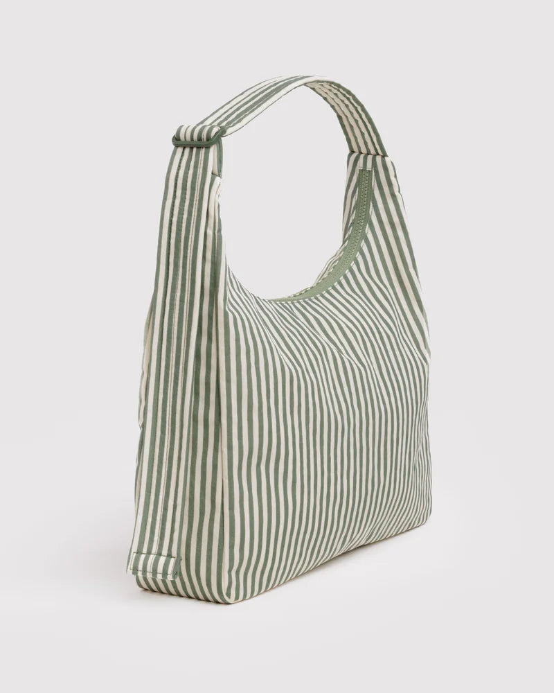 BAGGU Nylon Shoulder Bag, Sage Stripe