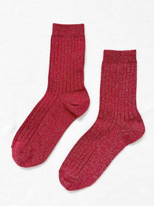 Glitter Socks, Carmine Red