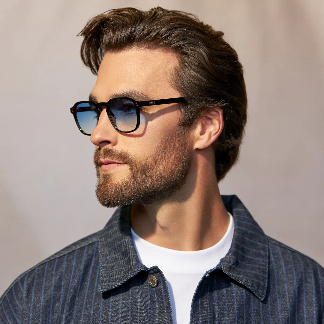WMP Francis Sunglasses, Black/Blue Gradient Lens