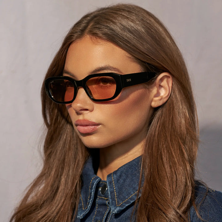 WMP London Sunglasses, Black/Gold Tinted Lens