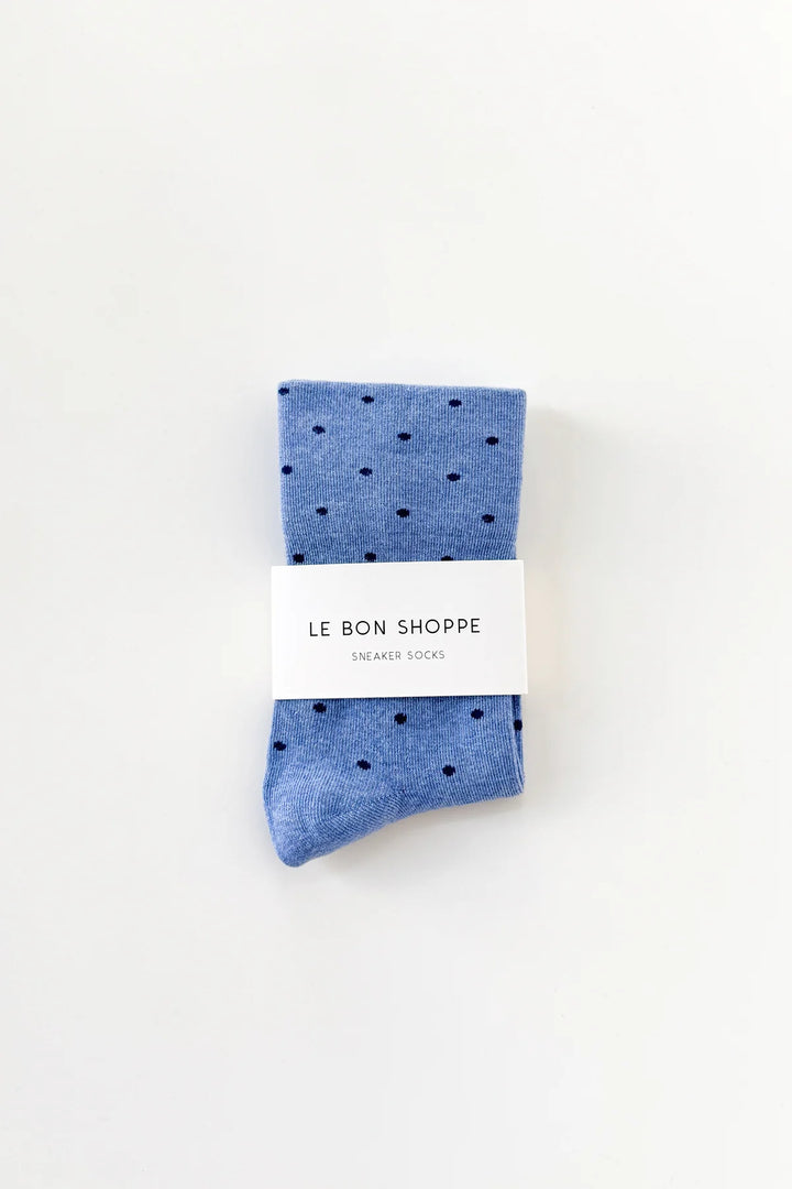 Polka Dot Sneaker Socks, Blue/Navy