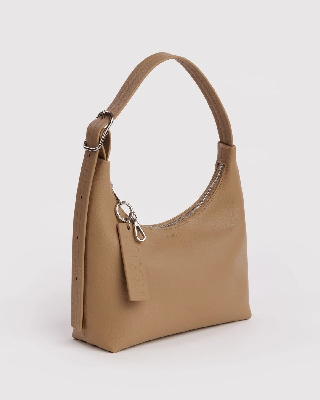 BAGGU Small Recycled Leather Shoulder Bag, Dune