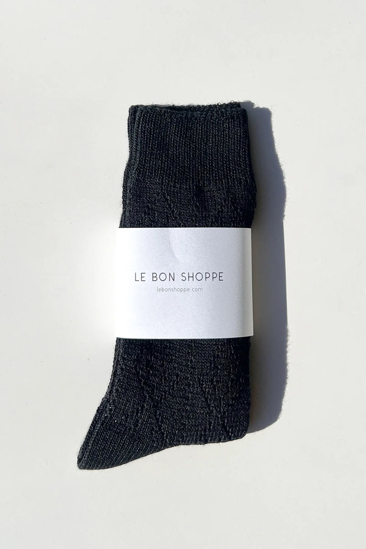 Modal Eyelet Socks, Jet Black