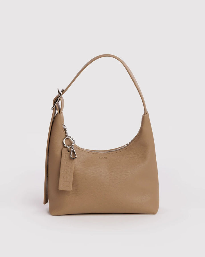 BAGGU Small Recycled Leather Shoulder Bag, Dune