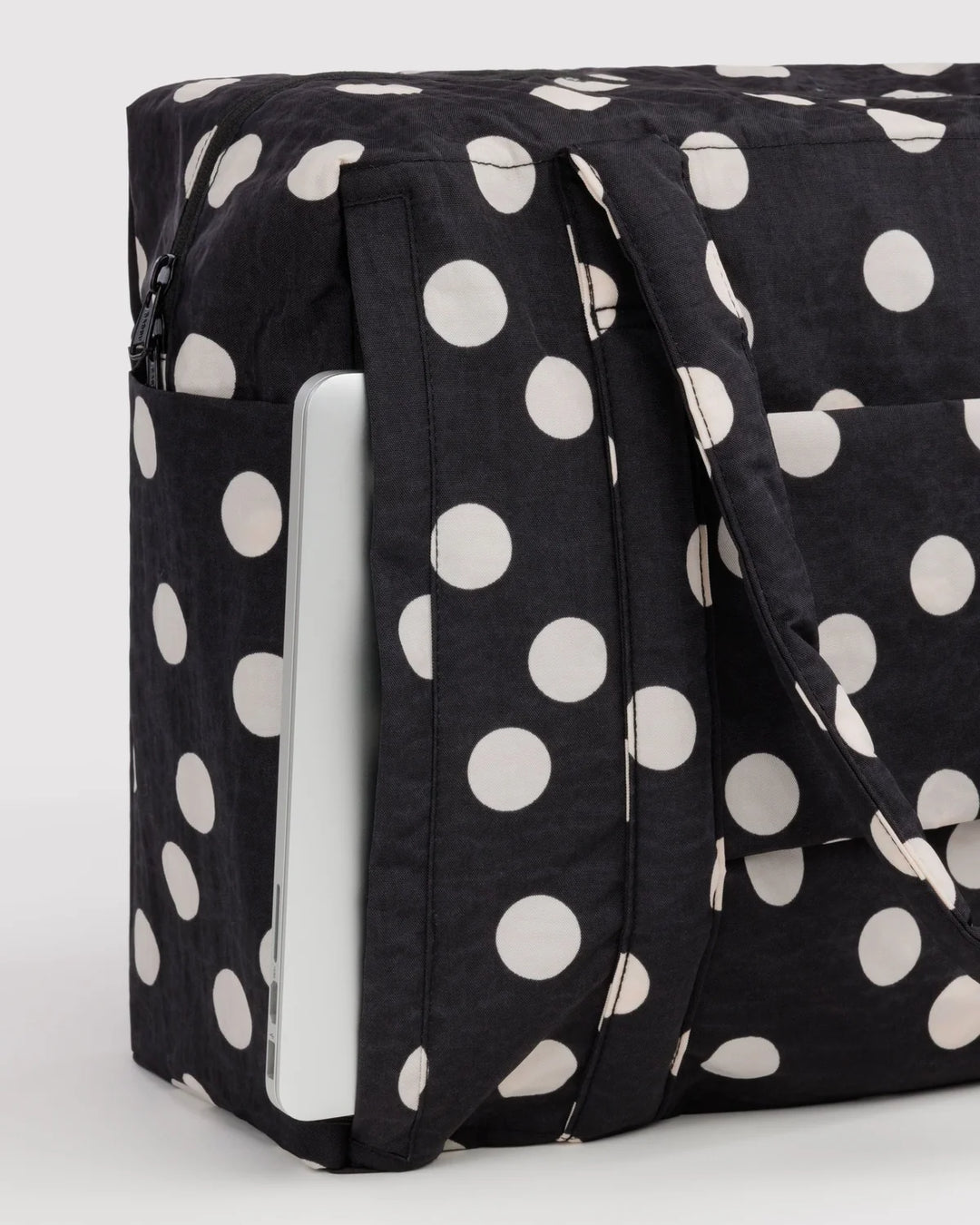 BAGGU Small Cloud Carry On, Black &amp; Cream Polka Dot