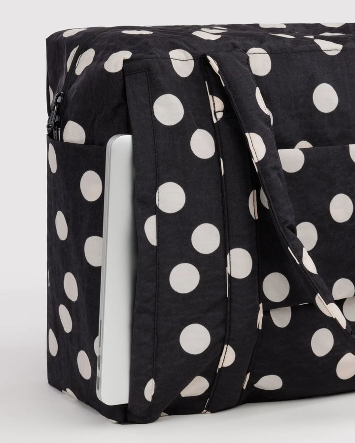 BAGGU Small Cloud Carry On, Black &amp; Cream Polka Dot