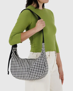 BAGGU Crescent Bag, Black & White Gingham