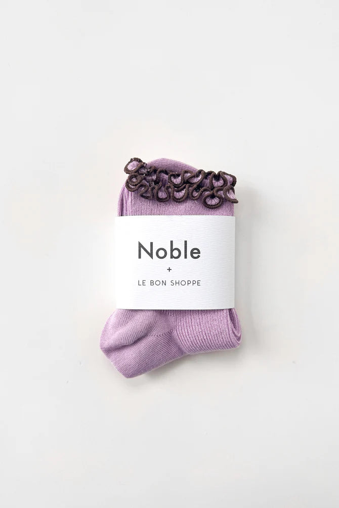 Ruffled Modal Socks, Lilac / Brown