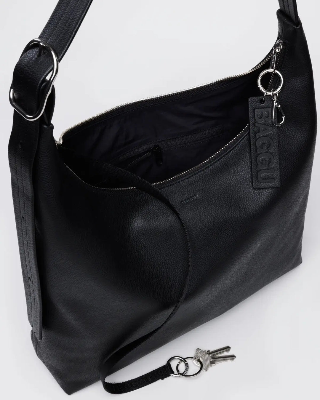 BAGGU Recycled Leather Shoulder Bag, Black