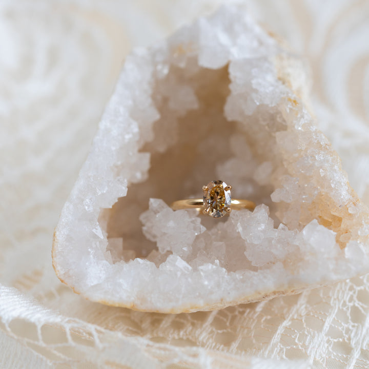 Champagne Oval Moissanite Ring