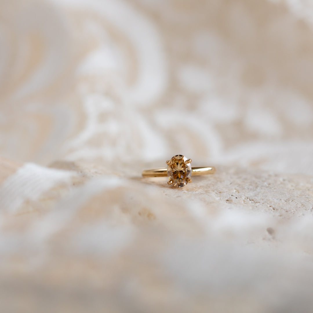 Champagne Oval Moissanite Ring